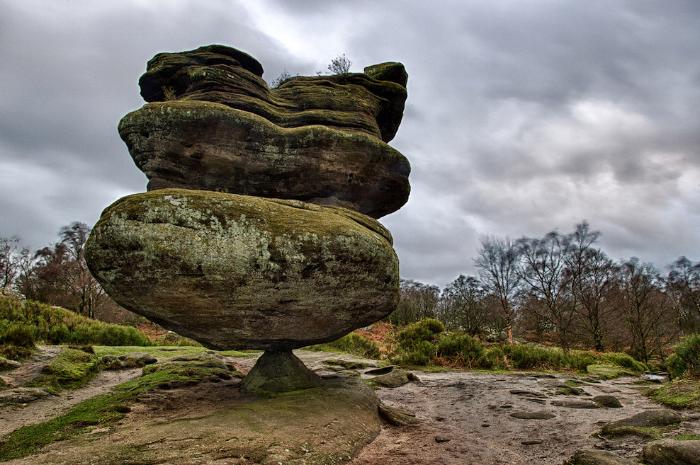 Земля идола. Скала-идол в Бримхэм Рокс Англия. Балансирующий камень в Бримхэм Рокс. Бримхемские скалы, Северный Йоркшир, Англия. Камень Куммакиви.
