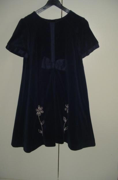 Платье бархатное темно-синее с коротким рукавом.JPG