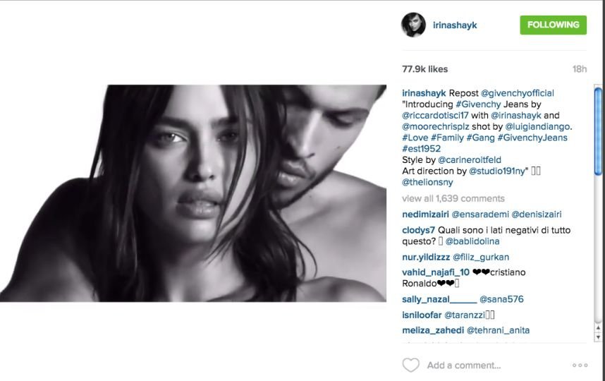 Ирина Шейк снялась обнаженной в новой рекламе Givenchy