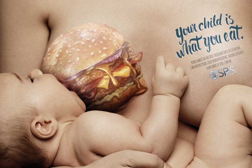 «Ваш ребенок - то, что вы едите»: наглядный бодиарт против нездорового питания