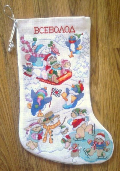 Новогодний сапожок "Зимние забавы" Дизайн Л.Гиллум Vasila_