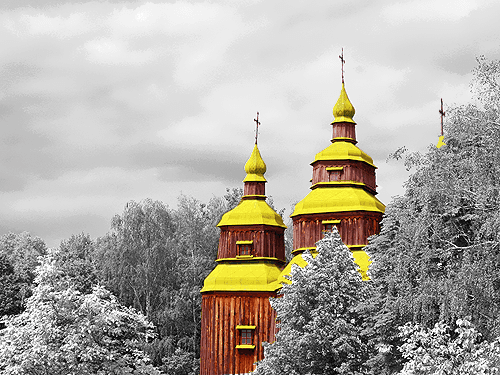 Украина, Пирогово. Деревянный православный Храм, построенный в старину без единого гвоздя. lasunka