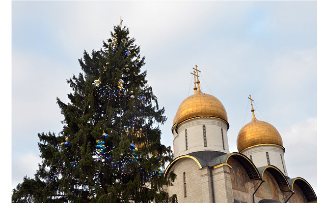 На Соборной площади Кремля установлена главная елка страны