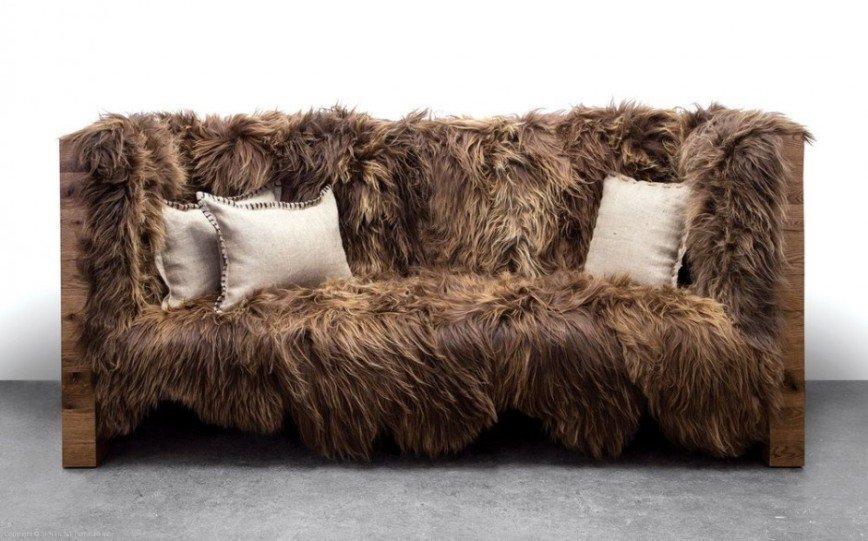 Long Wool Sofa - меховой диван