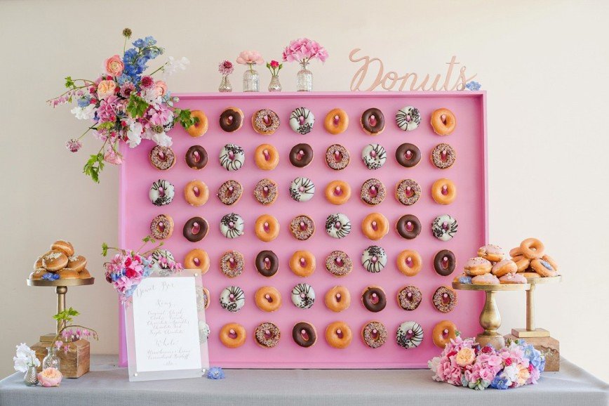 Новый свадебный тренд - стена из пончиков