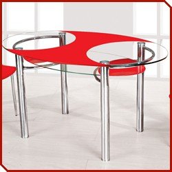 Красный стеклянный стол для кухни