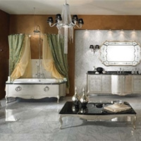 Мойдодыр Gold Componibile Foglia Argento 1. Комплект мебели для ванной комнаты в классическом стиле.