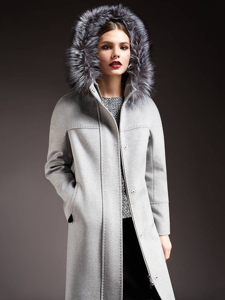 Купить пальто 48. Пальто pompa Thermore с меховым воротником. Pompa пальто серое утепленное. Пальто женское зимнее с капюшоном. Пальто с капюшоном женское.