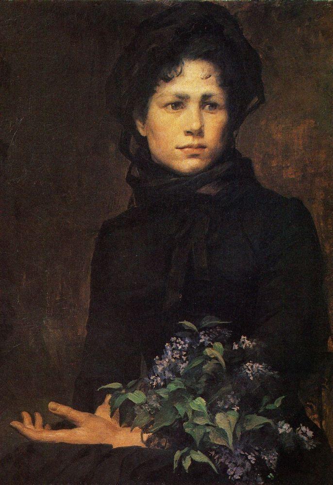 «Девушка с букетом сирени», 1881 год, холст, масло, 64,5 х 80,5 см, Государственный Русский музей