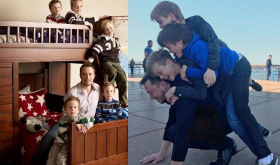Илон Маск с сыновьями 