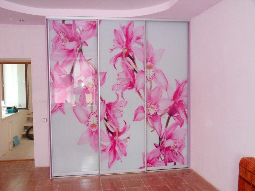шкаф купе с орхидеями фотопечать