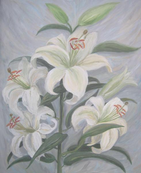 Лилии рисунок гуашью