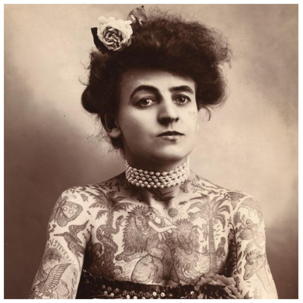 Девушка с узорами на теле: Мод Вагнер - первая татуировщица в США