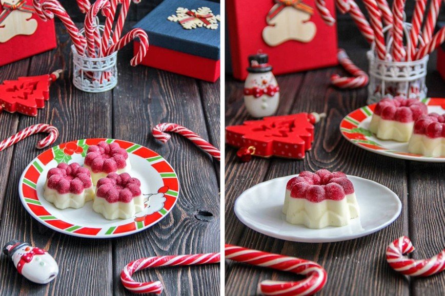 На десерт: панна котта с брусничным желе для новогоднего стола