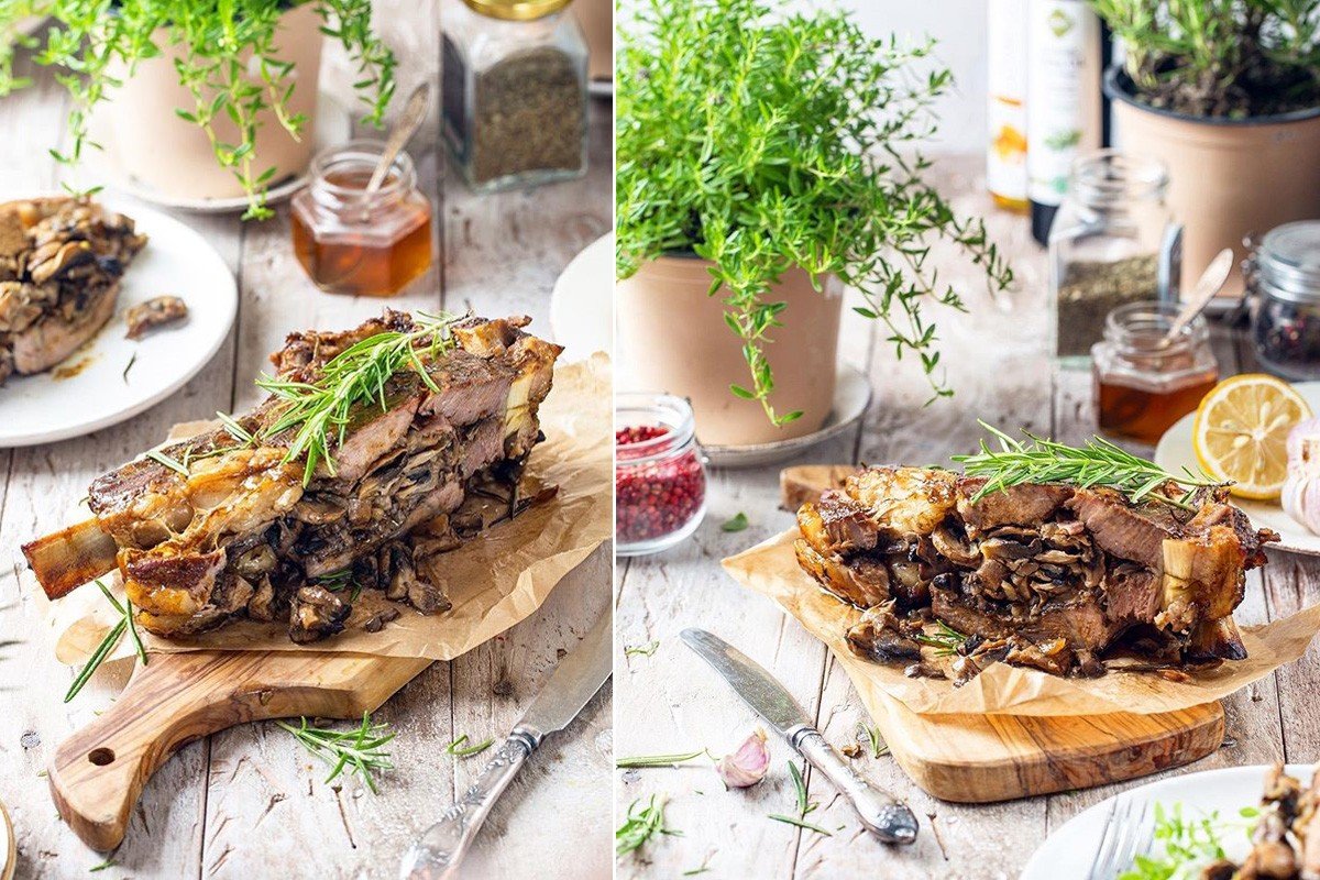 Для мужчин и голодных: кому необходимо приготовить сочную говяжью корейку с грибами