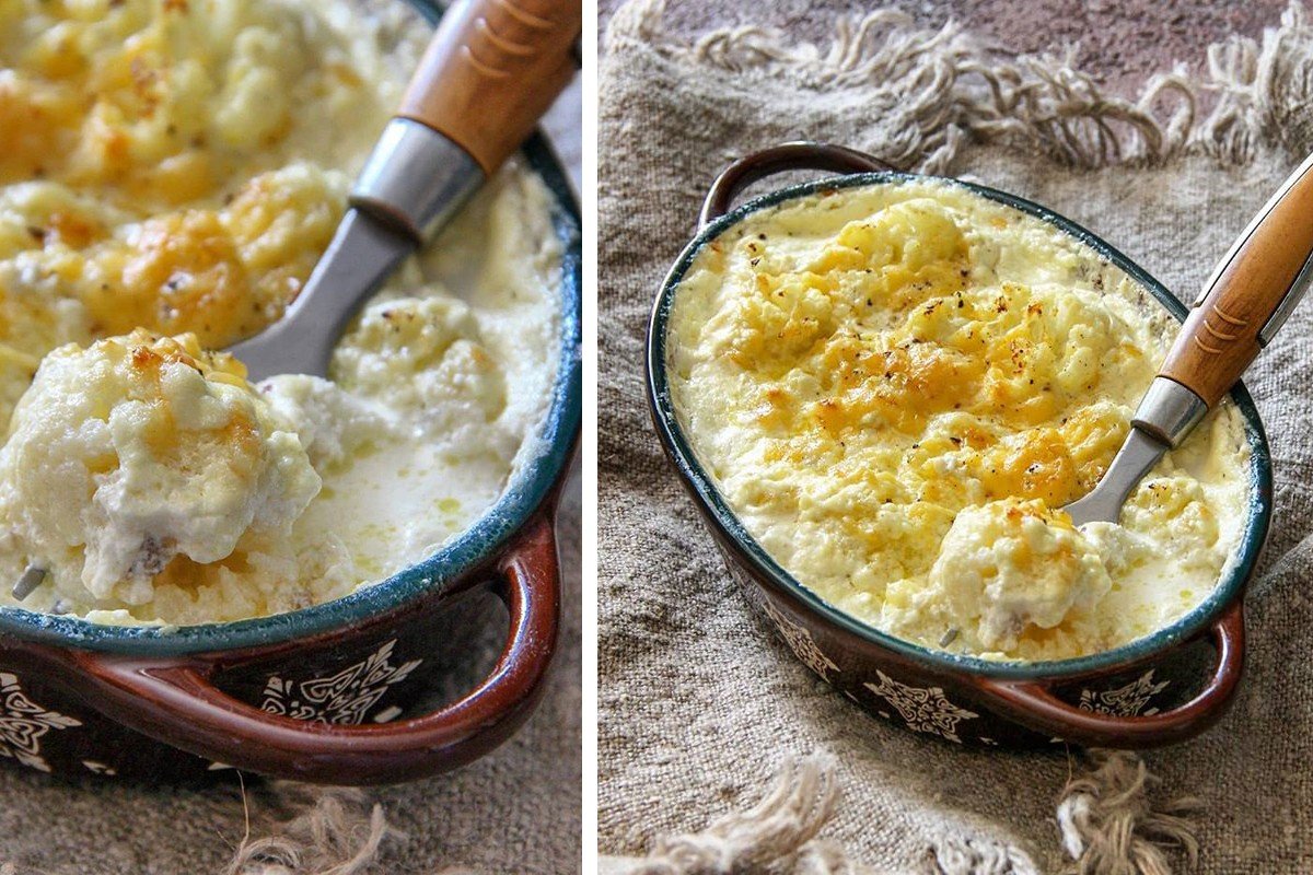 Сытно, вкусно и полезно: рецепт запеченной цветной капусты со сливками и сыром