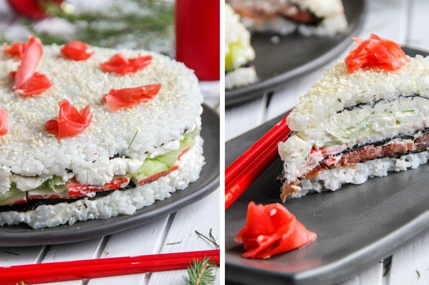 Японский ролл для ленивых: готовим слоеный суши-торт