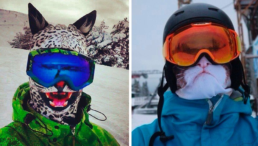 Веселые лыжные маски с изображениями животных